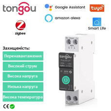 Умный ZigBee автомат c защитой 63А Tongou Tuya на DIN-рейку TO-Q-SY2-JZT
